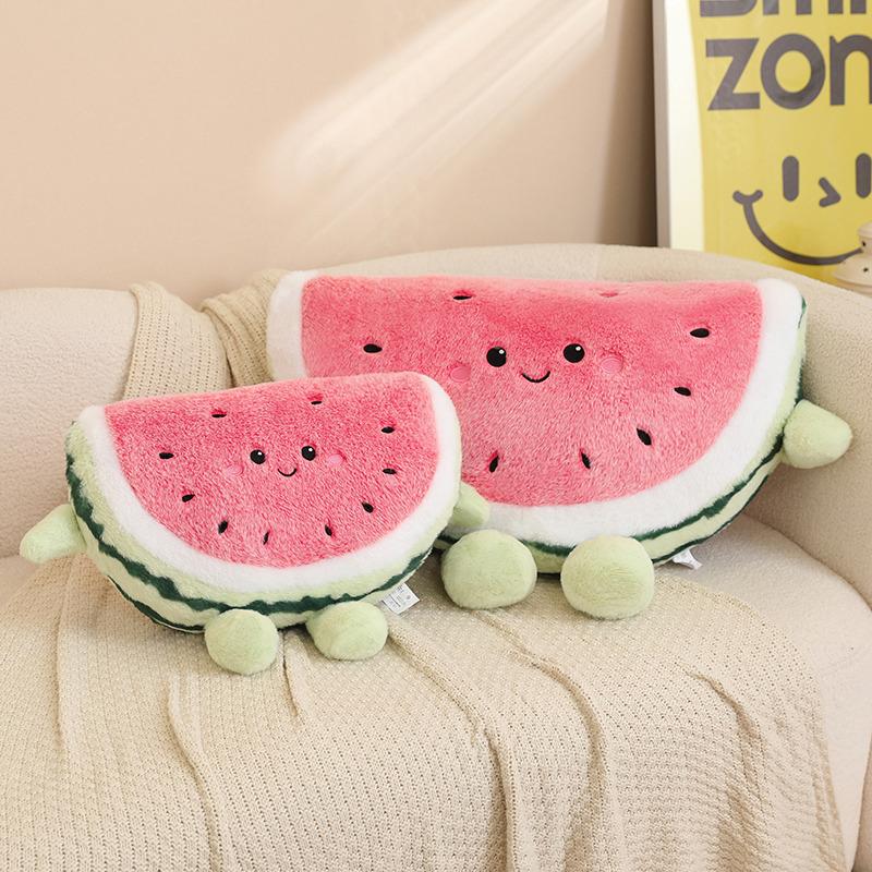 Cartoon Watermelon Throw Pillow Plush Toy Doll Watermelon Doll Girl Accompany Soothing Doll Birthday Gift