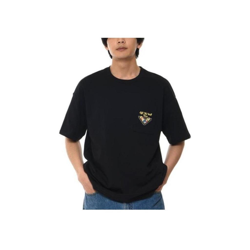 Vans Einfarbig Buchstabenaufdruck Locker sitzend Rundhalsausschnitt Kurzarm T-Shirt Herren Tops Schwarz VN000BYXBLK