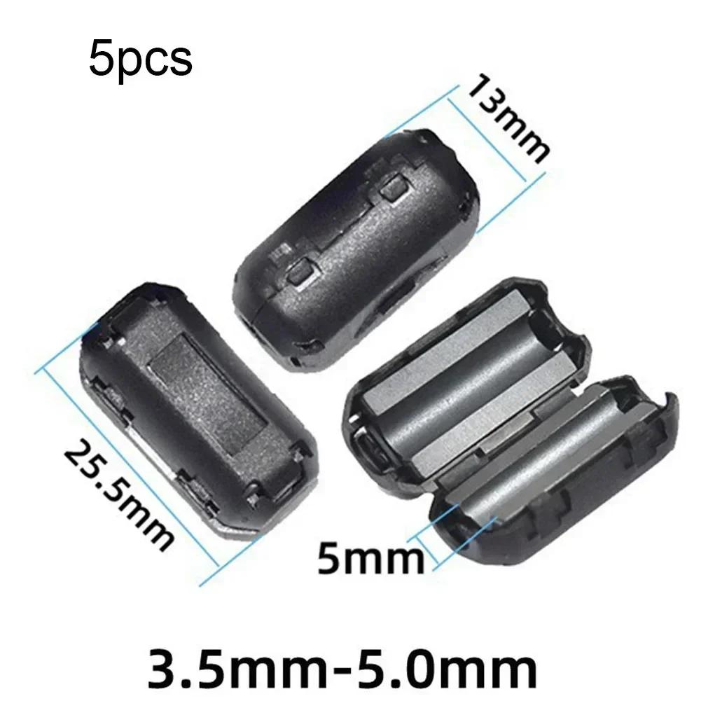 5pcs 3.5/5/7/9/13mm Toroidal Core Ferrite Bead Clip Choke RFI Noise Filter Clip For Power Cord USB Antenna HDMI Audio Cable