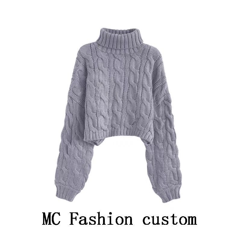 High Neck Pullover Sweater for Women In Autumn and Winter Loose and Thick Knit Outerwear