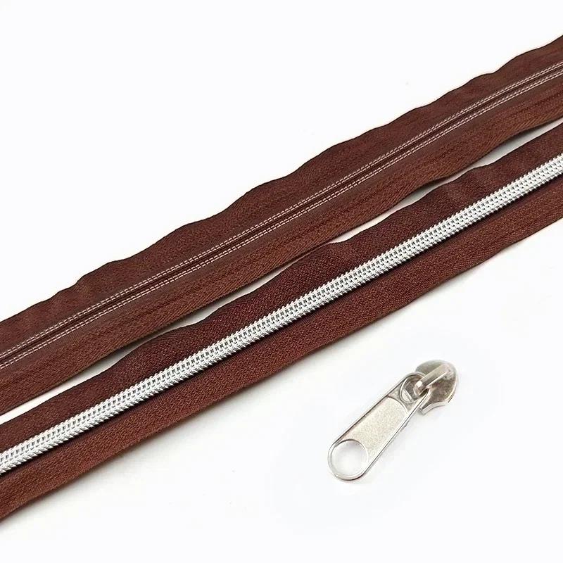 3/5/10M 5# Nylon Zipper Tape with Slider Bags Clothes Repair Zippers Plastic Coil Zip DIY Garment Replace Sewing Accessories