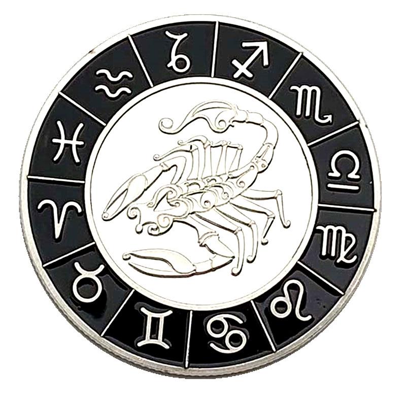 European and American Zodiac Signs, Diamond Encrusted Coins, Silver Plated, Pisces Commemorative Coins, Collectibles, Tarot Love Coins, Coins