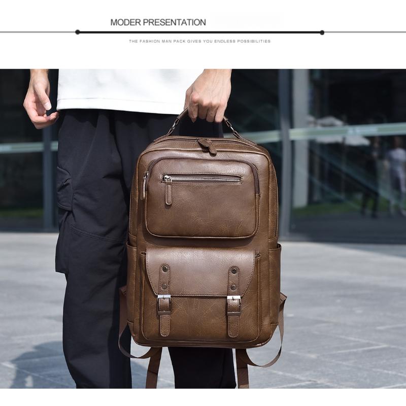 Men's Backpack Retro Business Backpack Computer Plug-in Large-capacity Backpack
