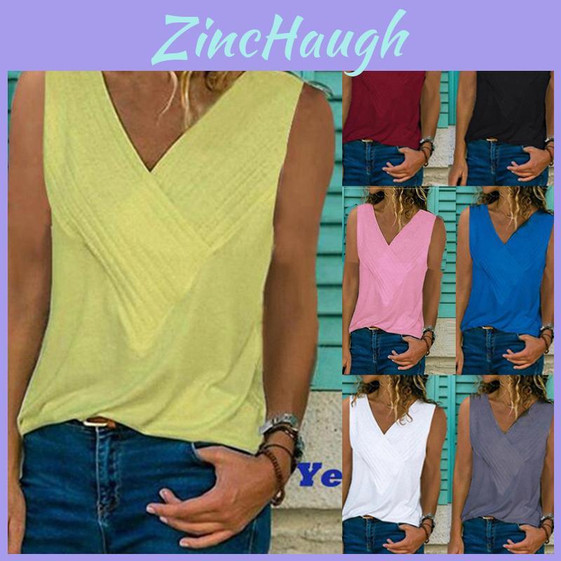 Premium Quality Women Sleeveless Blouse Vest Top Summer Casual V Neck Tank T-shirt Beach Shirts For Effortless Style