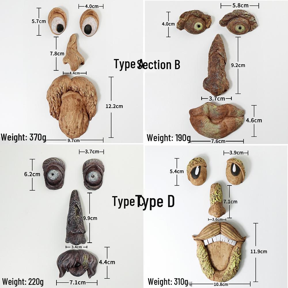 Cross-border Bark Glow Tree Monster Face Resin Ornament - Creative Easter Outdoor Decoration