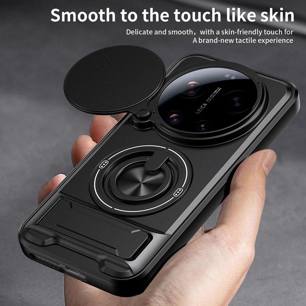 KEYSION Magnetic Phone Case for Xiaomi 17 Ultra 5G Slide Camera Lens Protection Upright Kickstand 360 Ring Shockproof Back Cover