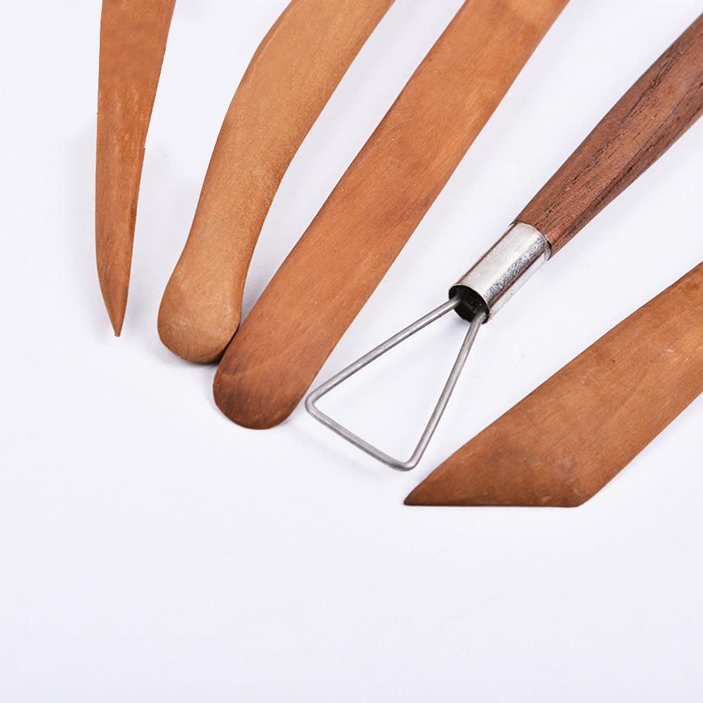 5pcs/set Strong Soft Clay Wood Handle Carving Pottery Tools