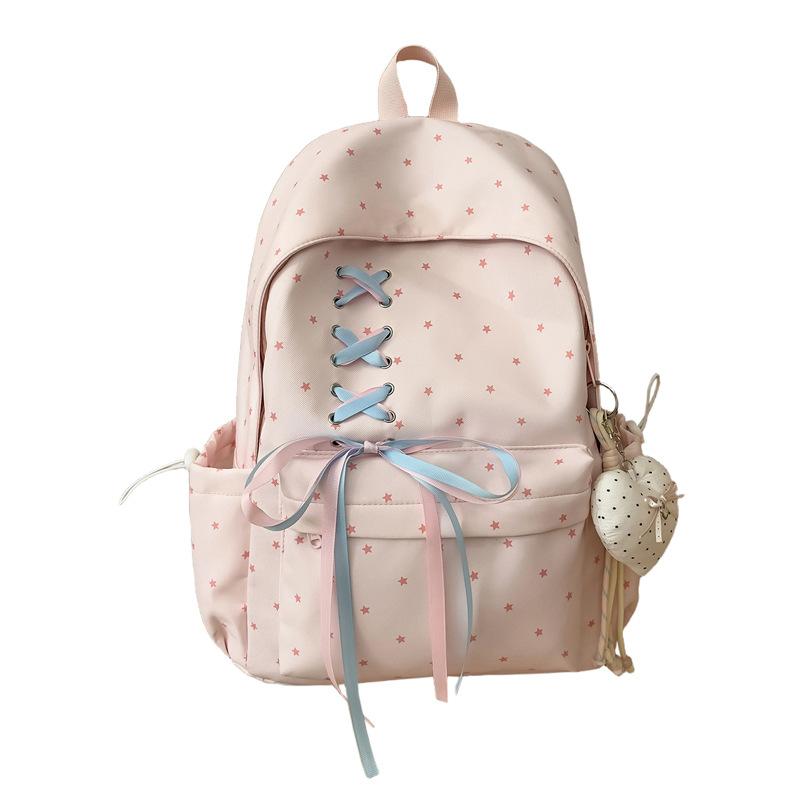 Schoolbag high-value polka dot girl junior high school student schoolbag, bow large capacity ins niche campus lightweight backpack