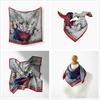 53CM Silk Scarf Woman Floral Painting Square Scarves Wraps Bandana Small Hijab Foulards Tie Headband Neckerchief