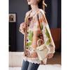 DIMANAF 2025 Flower Sweaters Cardigan Autumn Women Print O-Neck Sweaters Knitting Loose Orange Sweater