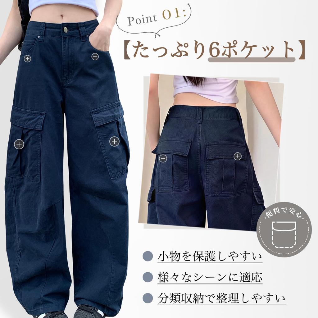 Kayiyasu Cargo Long Multiple Loose Flattering Perfect for Casual and Hip Hop Styles Women's Wide-Leg Pants, 100% Cotton, Length, Pockets, Fit, Legs,