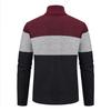 Men's Color Block Velvet-Lined Knit Cardigan with Stand Collar for Fall/Winter