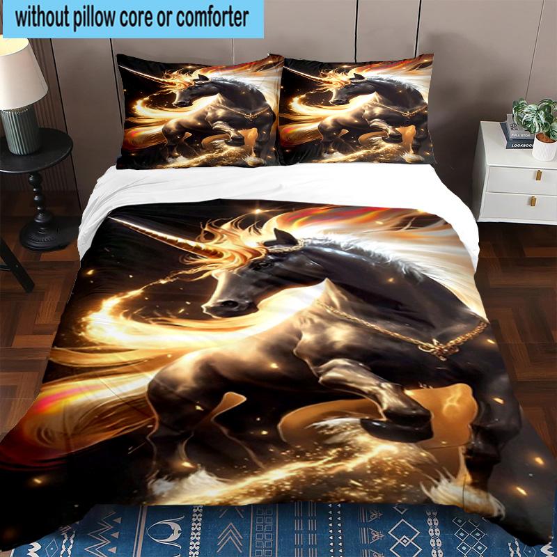 Magical Unicorn Garden 3pcs Bedding,Including 1pc Duvet Cover And 2pcs Pillowcases Perfect for Christmas,Ideal for Bedroom, Dormitory