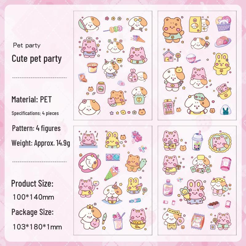 Yuezhen Gulu Cute Cartoon PET Die-Cut Journal Stickers for Kids