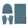 Warm Winter Knit Set Men Women Cable Beanie Scarf Gloves 3-Piece Thick Acrylic Outdoor Travel Accessory