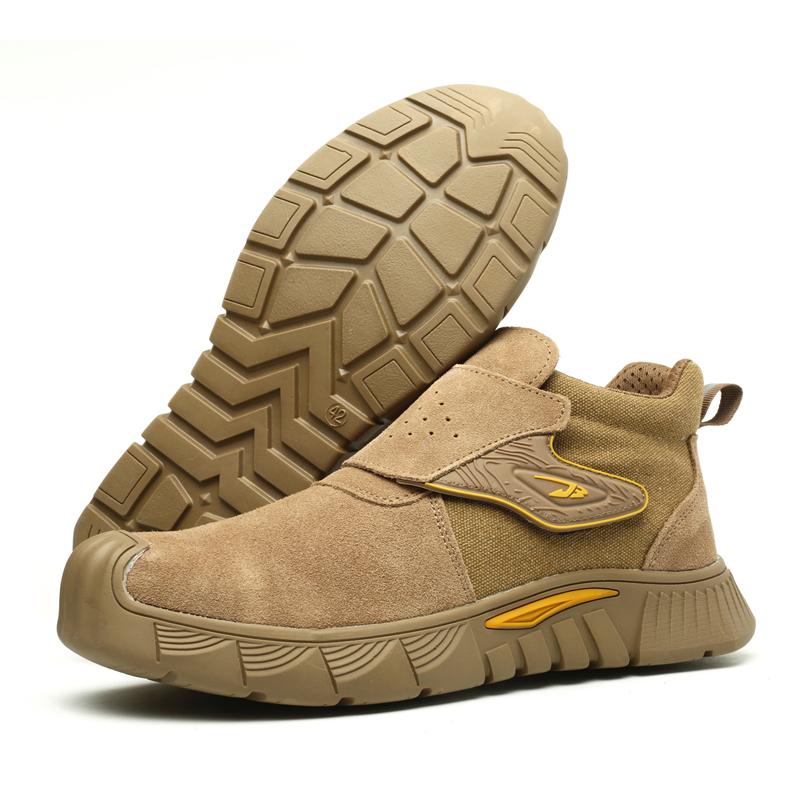 

Промышленные мужские резиновые защитные ботинки со стальным носком, дышащие, для ходьбы, рабочие туфли, противоударные коричневый