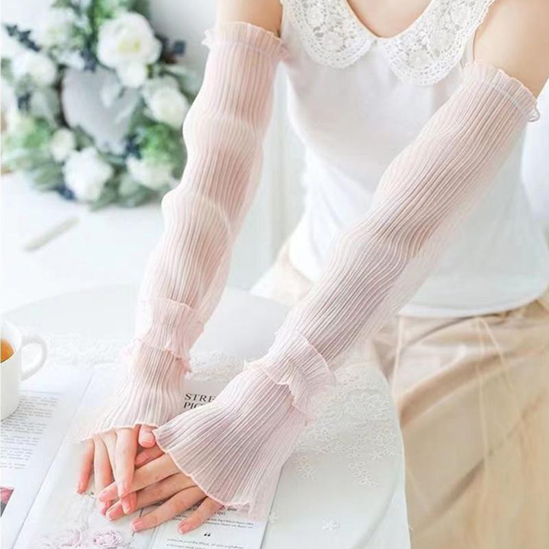 Maniche Estive da Donna con Protezione UV - Maniche Solari in Rete di Pizzo Senza Dita - Copribraccia Sottili Traspiranti