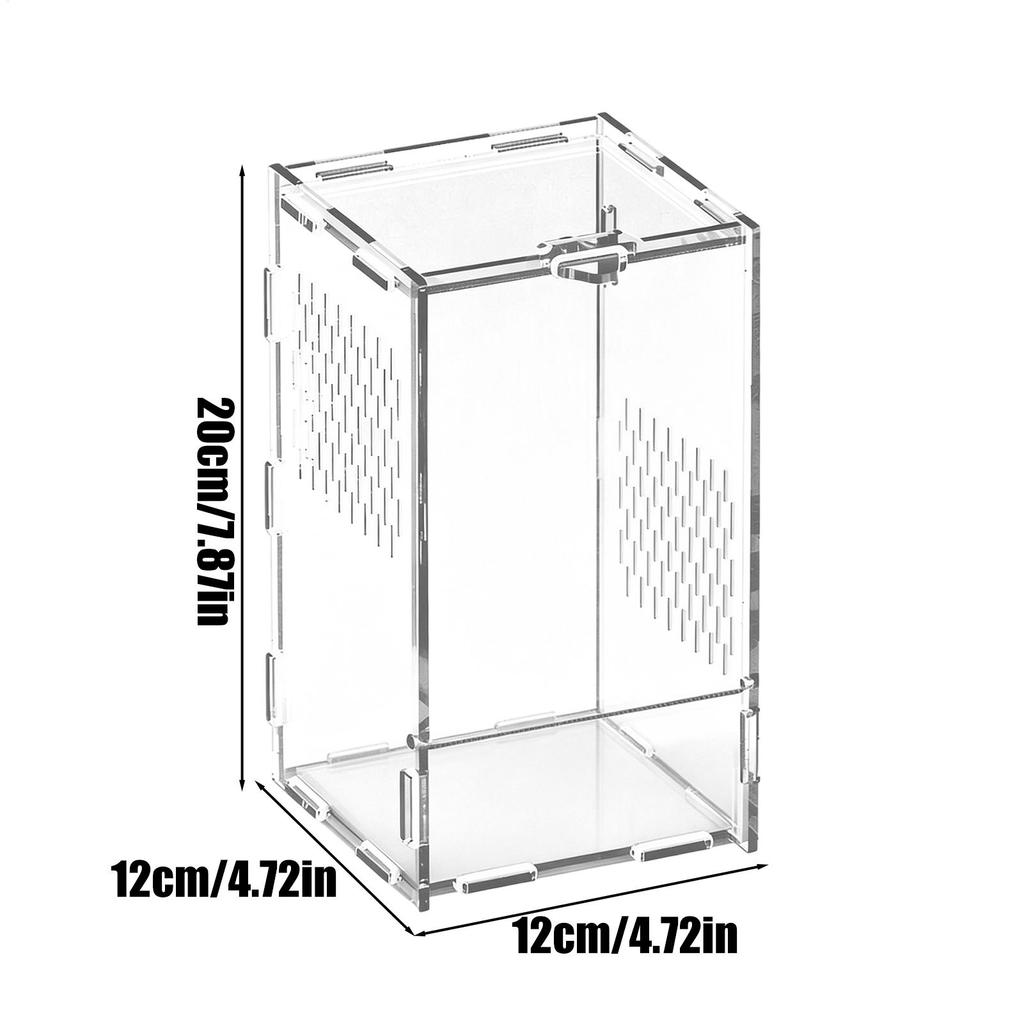 Jumping Spider Enclosure Clear Terrarium Box with Magnetic Door Acrylic Jumping Spider Enclosure for Mantis Reptile Snake Gecko