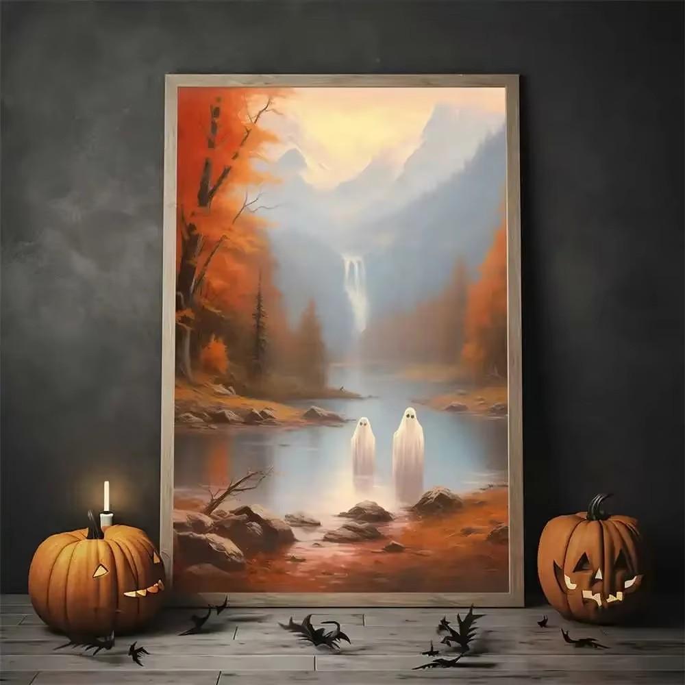 Vintage Wall Art Music Sports Spooky Aesthetics Bicycle Halloween HD Canvas Print Poster Home Living Room Bedroom Decoration