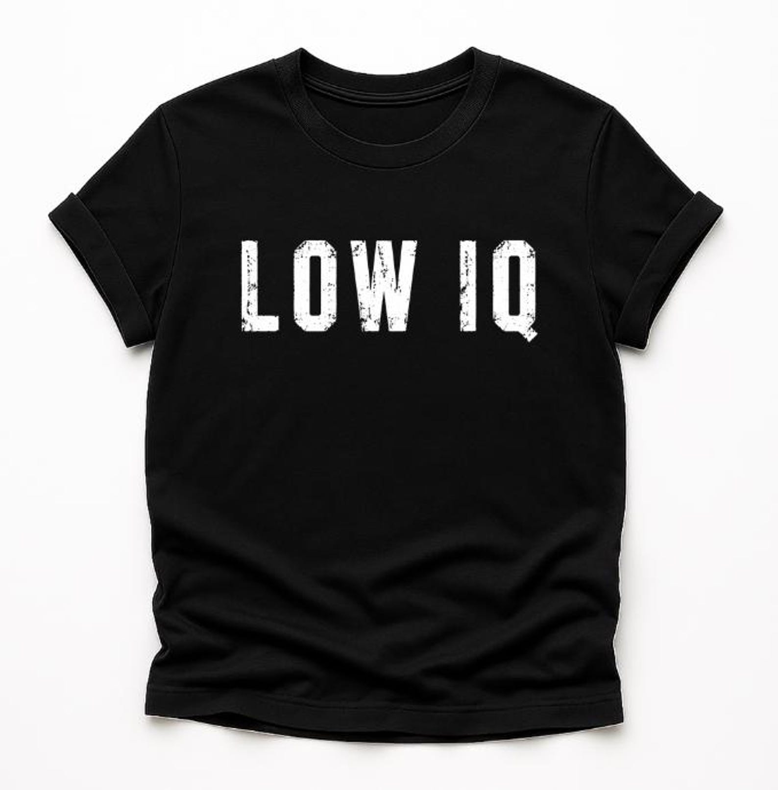 Low IQ T-Shirt, funny sarcastic humor gift, dumb joke graphic tee, ironic slogan shirt for friends 4XL