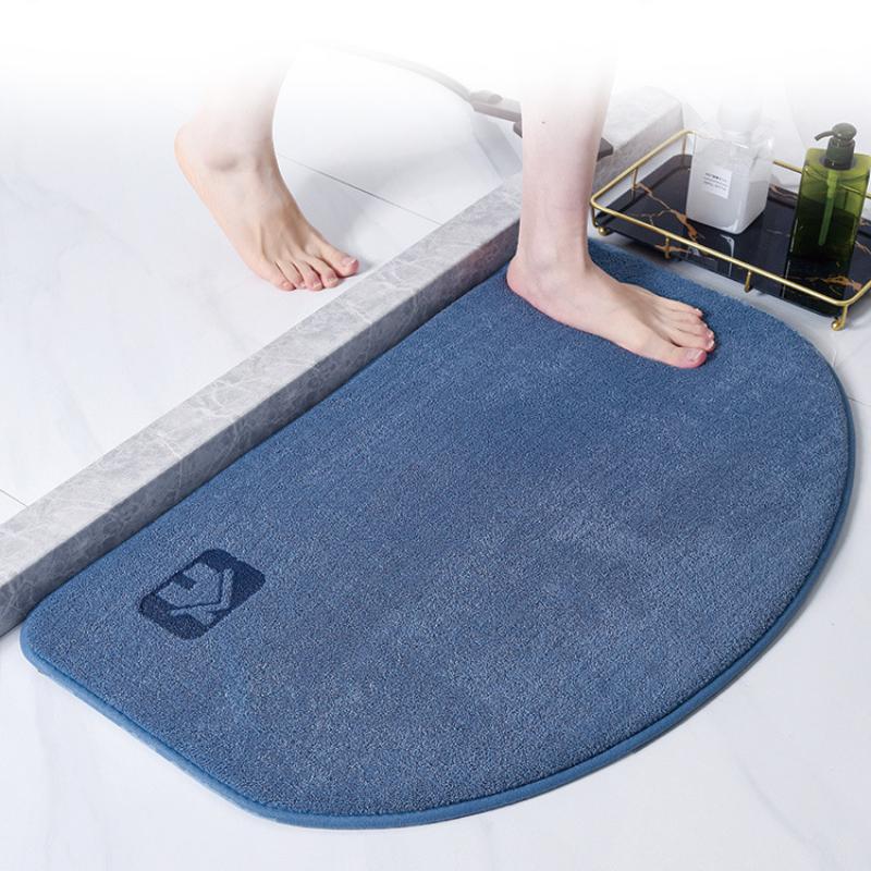 Luxurious Semi-Circular Memory Foam Bath Mat, Ultra Absorbent Bathroom Mat Anti-Slip Toilet Rug