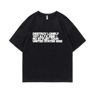 Rapper Destroy Lonely Alyx Print Tshirt Mens Oversized Cotton Short Sleeve Tees Men Hip Hop Rap Short Sleeves Plus Size Loose