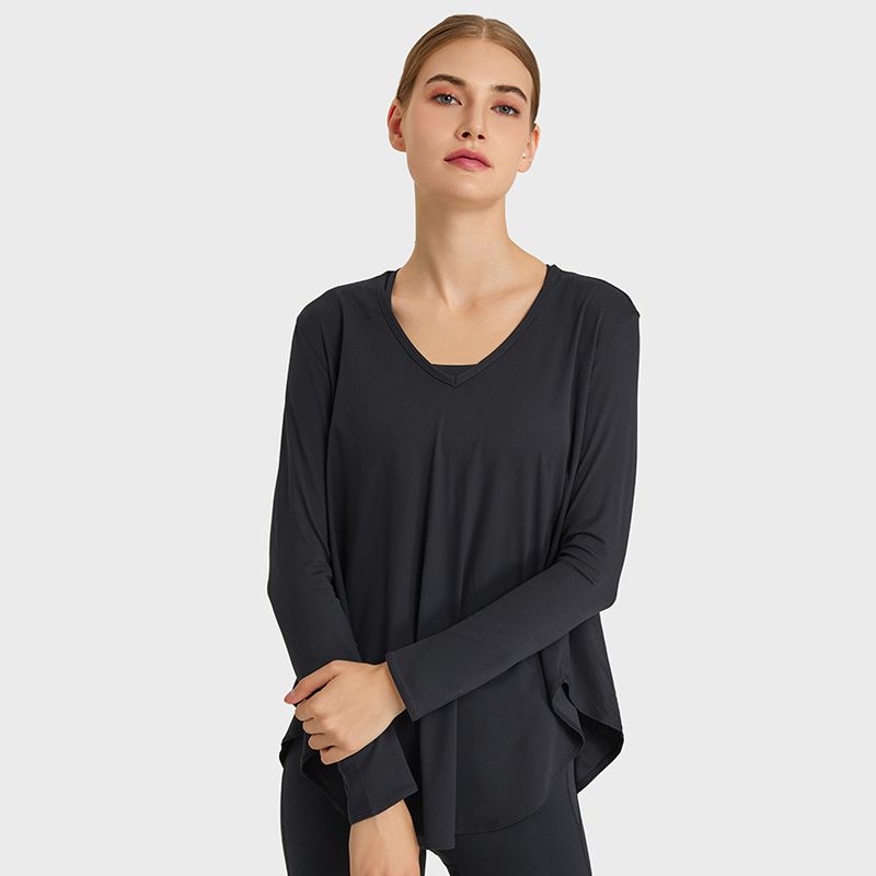 

Spring & Fall Pilates Yoga Clothes for Women Spring & Fall Elegant Fairy Loose Plus Size Stylish Long Sleeves T-shirt Blouse Women Black L/8