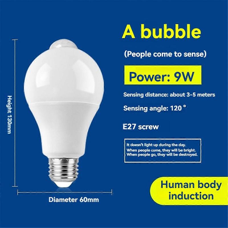 4PC E27 LED Motion Sensor Bulb LED Lamp PIR Sensor Light 9W