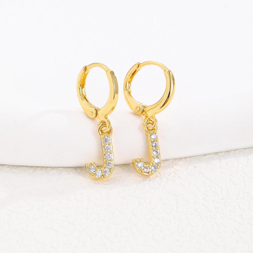 European and American Fashion Gold-Plated Zircon Letter Earrings for Women