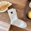 Women's Thickened Pure Cotton Mid-Calf Slouch Socks with Bow Embroidery for Autumn and Winter