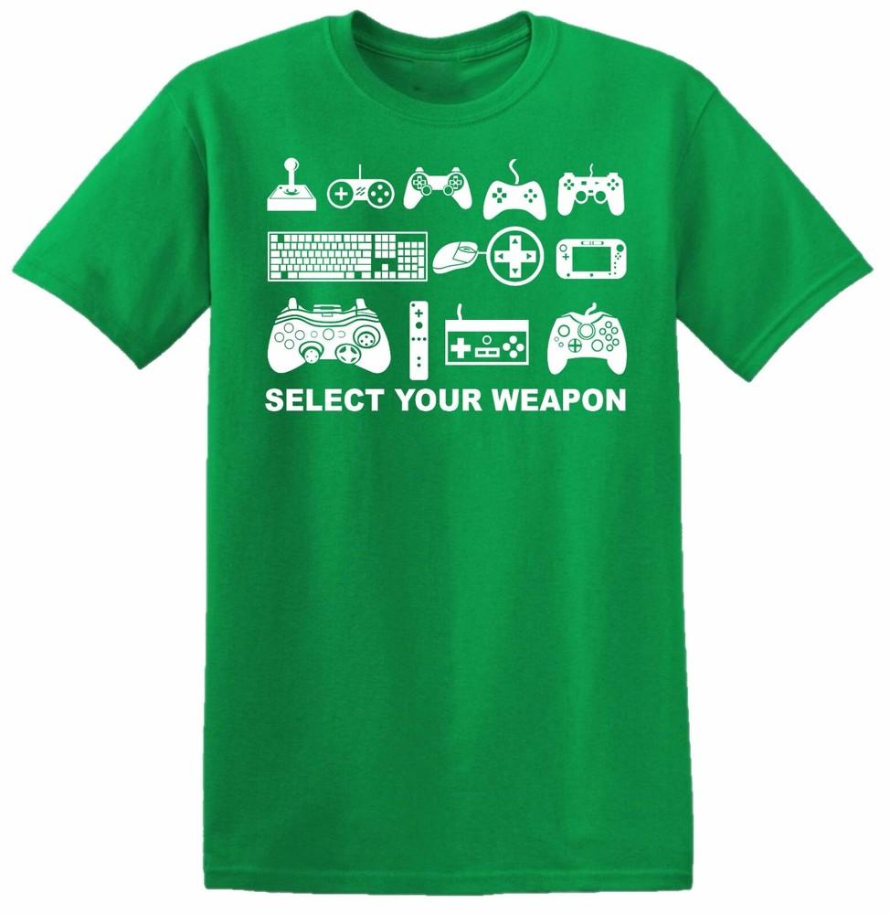 Select Your Weapon Funny Gamer T Shirt Game Play Xbox Controllers Retro Top Tee S