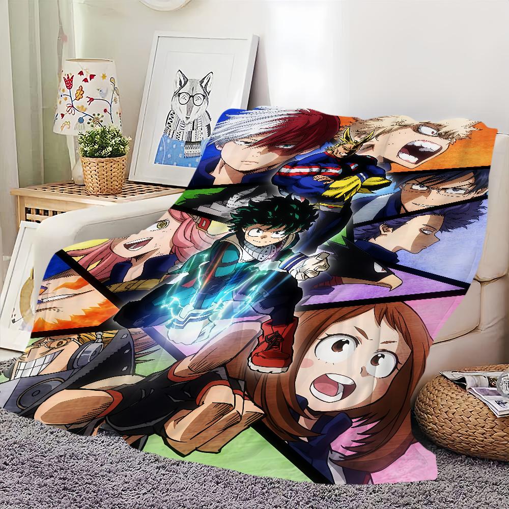 Anime Cool Blanket Flannel Warm Comfort My H-hero A-academia Soft Plush Blanket for Sofa Living Room Office Bedroom Travel Gift