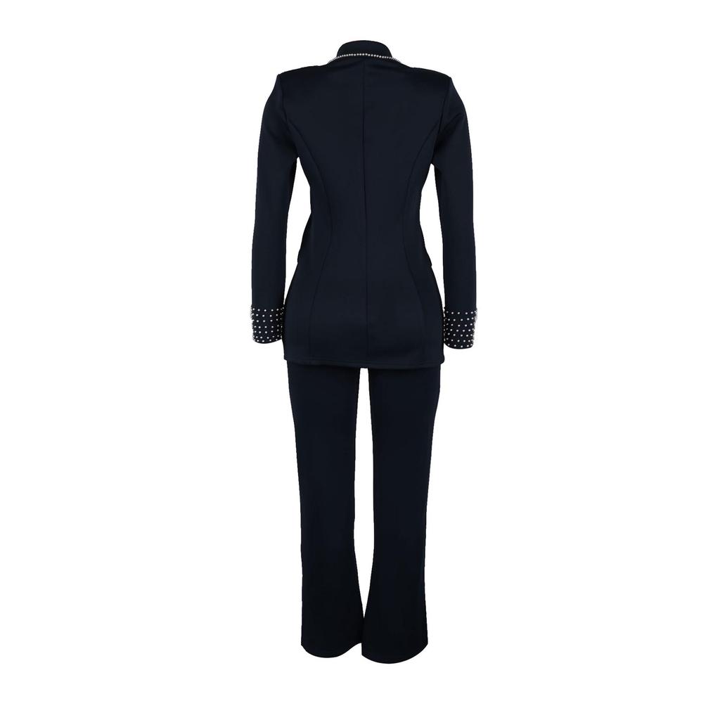 European & American Style Pearl Long Sleeve Slim Fit Stretch Suit Set
