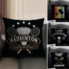 Badminton Sport Cushion Cover Natural Linen Organic Fabric DoubleSided Printing Sofa Home Decor Breathable Environmentally
