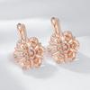 Crystal Flower Ethnic Bride Drop Earrings For Women  Rose Gold Color With Natural Zircon Accessories Daily Jewelry