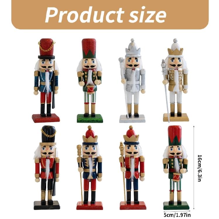 Artisanal Wood Nutcrackers Puppet 16cm Traditional Christmas Centerpieces Decorative King Soldier Figure Toy Ornament