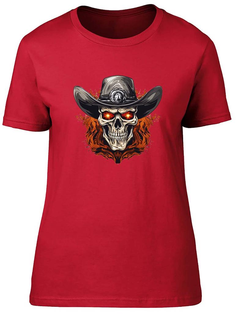 Cowboy Skull Unisexs TShirt Sleketon Head Gothic Flame Ladies Gift Tee