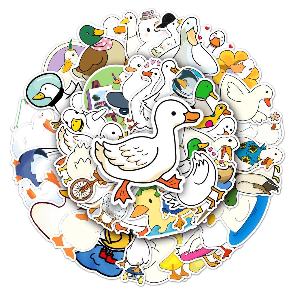 50 Duck Graffiti Cartoon Animal Stickers - Waterproof DIY Decor for Kids: Phone Cases, Suitcases