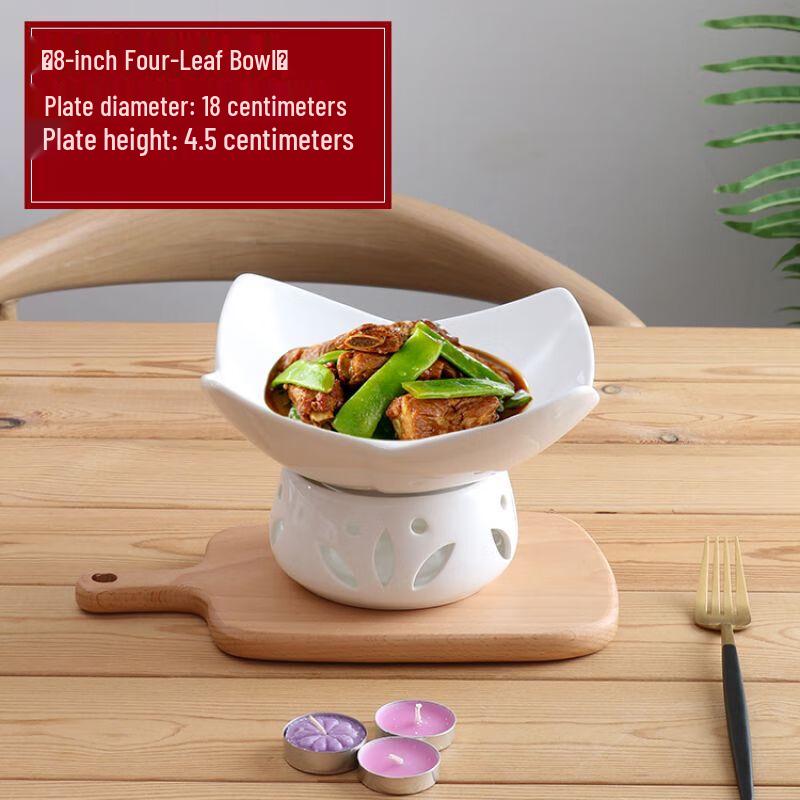 Ceramic Food Warming Dish Set with Candle Stand
