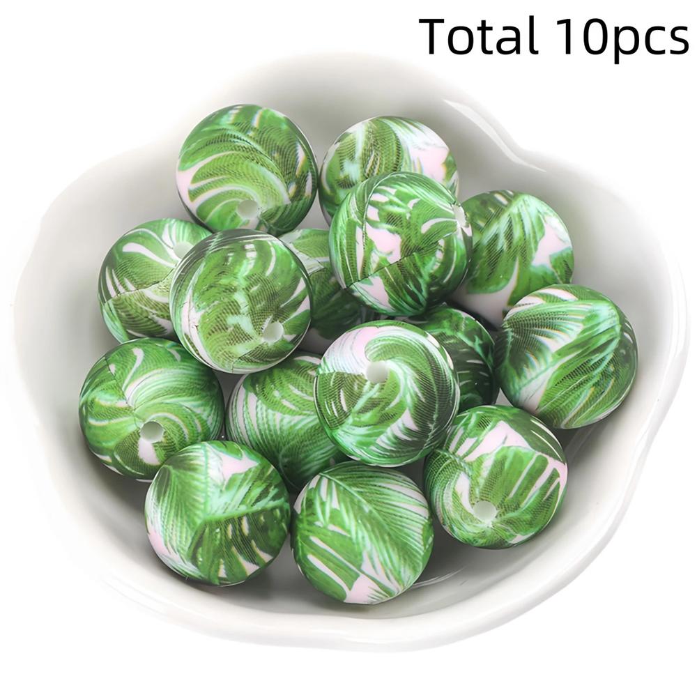 10/10pcs 15mm silicone beads with various styles of printed patterns, perfect DIY bead handmade accessories, fashionable jewelry