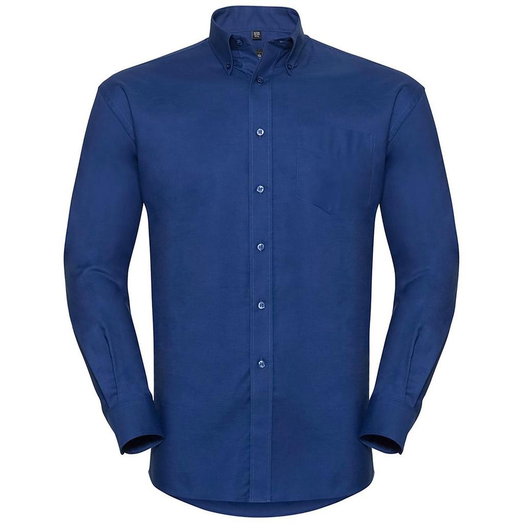Russell Collection Mens Long Sleeve Easy Care Oxford Shirt