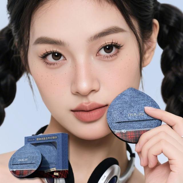 Sweetpourin - Plaid Denim Print Powder Puff (Various Designs)