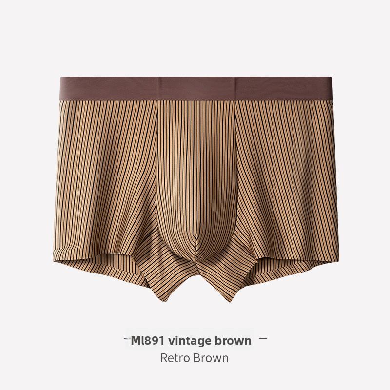 Men's Summer New Style Striped Silk Breathable Seamless Midriff Briefs