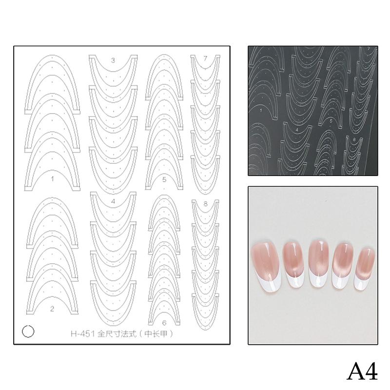 Fully Transparent Hollow French Nail Stickers Spray Painting Stencil French Edges Templates Patting Glue Adhesive Auxiliary Tool
