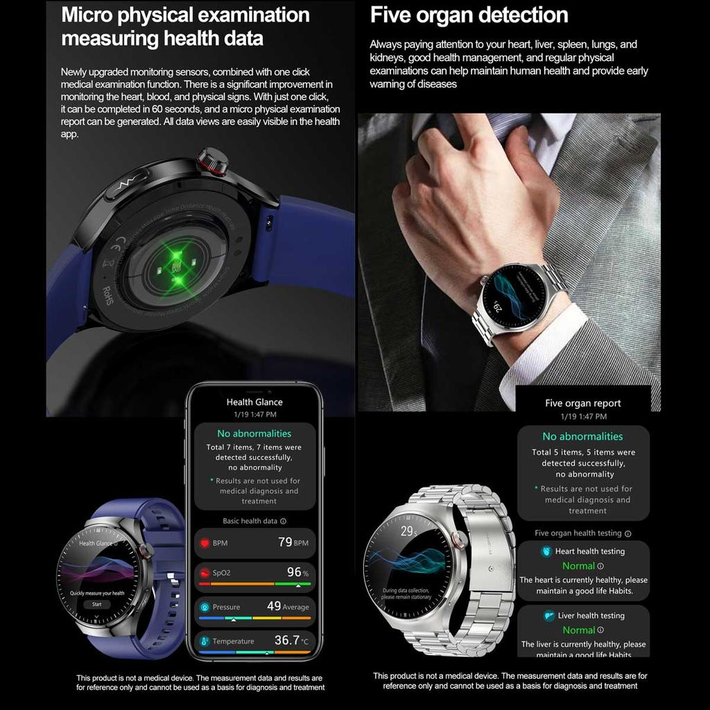 2026 Neue klinische Smartwatch mit EKG+PPG und Körper-Mikroüberwachung, Mikro-Untersuchung, Herzfrequenz, Smartwatch für Android & iOS, Damen