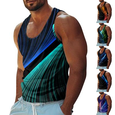 Tanktop für Herren, Sommer, Surf- und Strand-Top, lässig, atmungsaktiv, ärmellos, lockerer Aufdruck