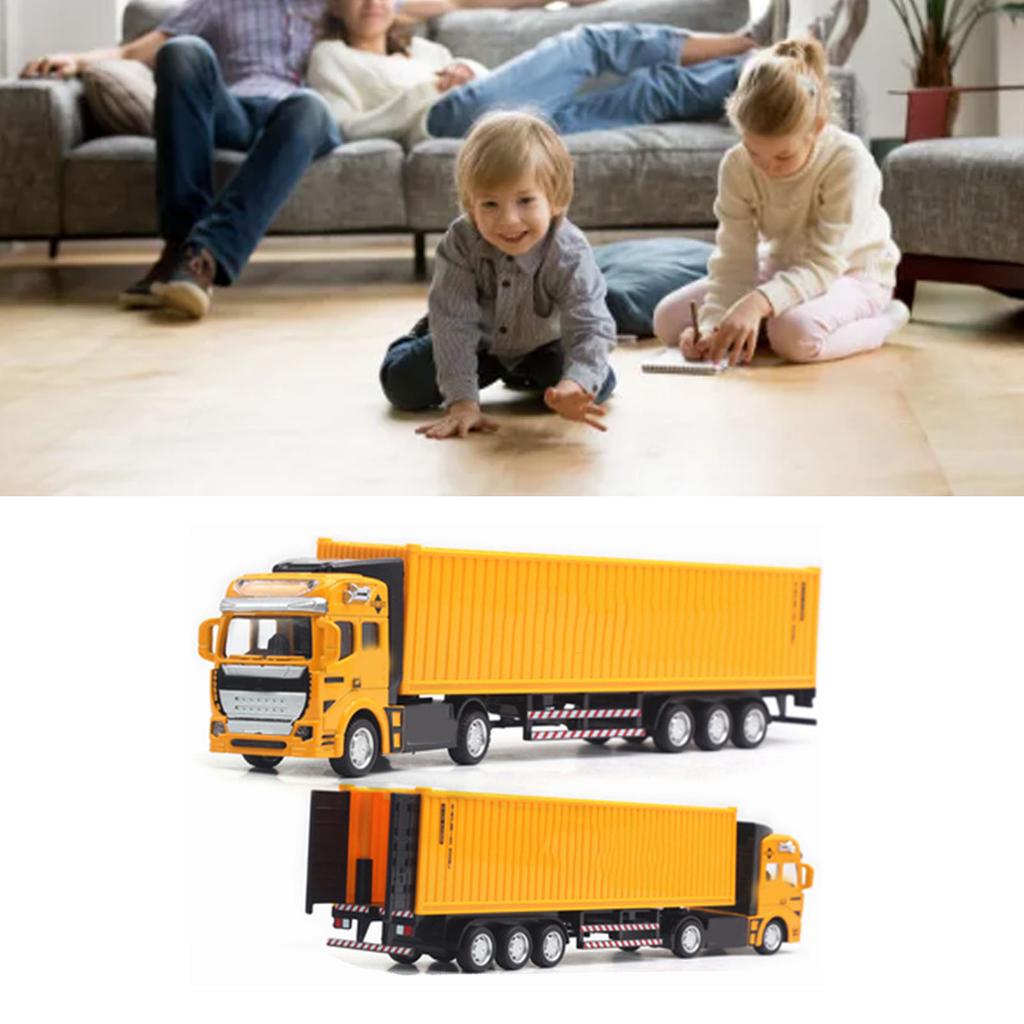Pull Back Container Truck Toy High Simulation Plastic Alloy Container Truck Model for Boys Girls