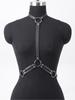 Fashionable Women'S Pu Leather Neck-To-Waist Belt Black Adjustable Chest Strap Punk Minimalist Style Ideal For Casual Outings An
