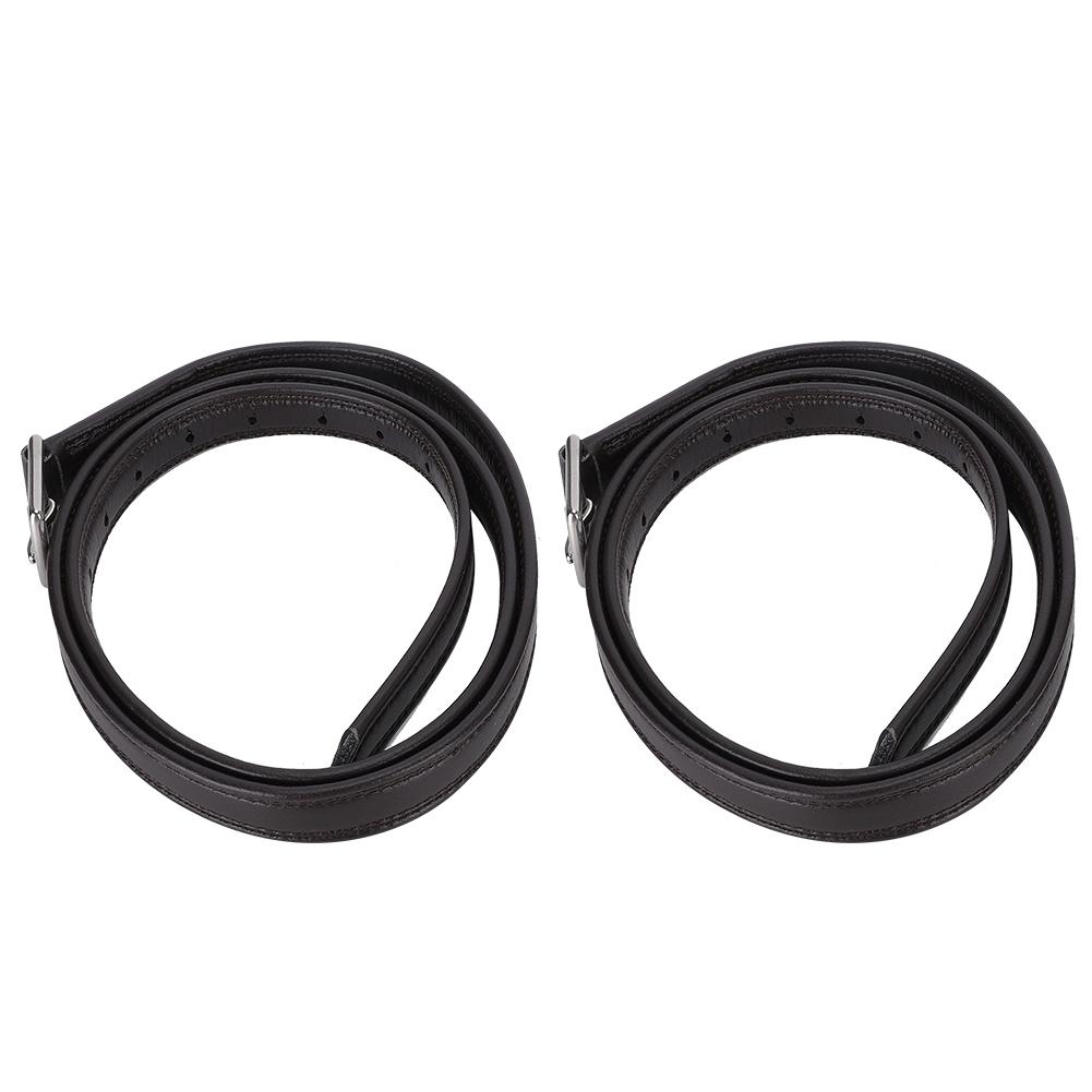 A Pair of Britain Saddle Horse Stirrup Belt Soft Leather Microfiber Stainless Steel BuckleDark