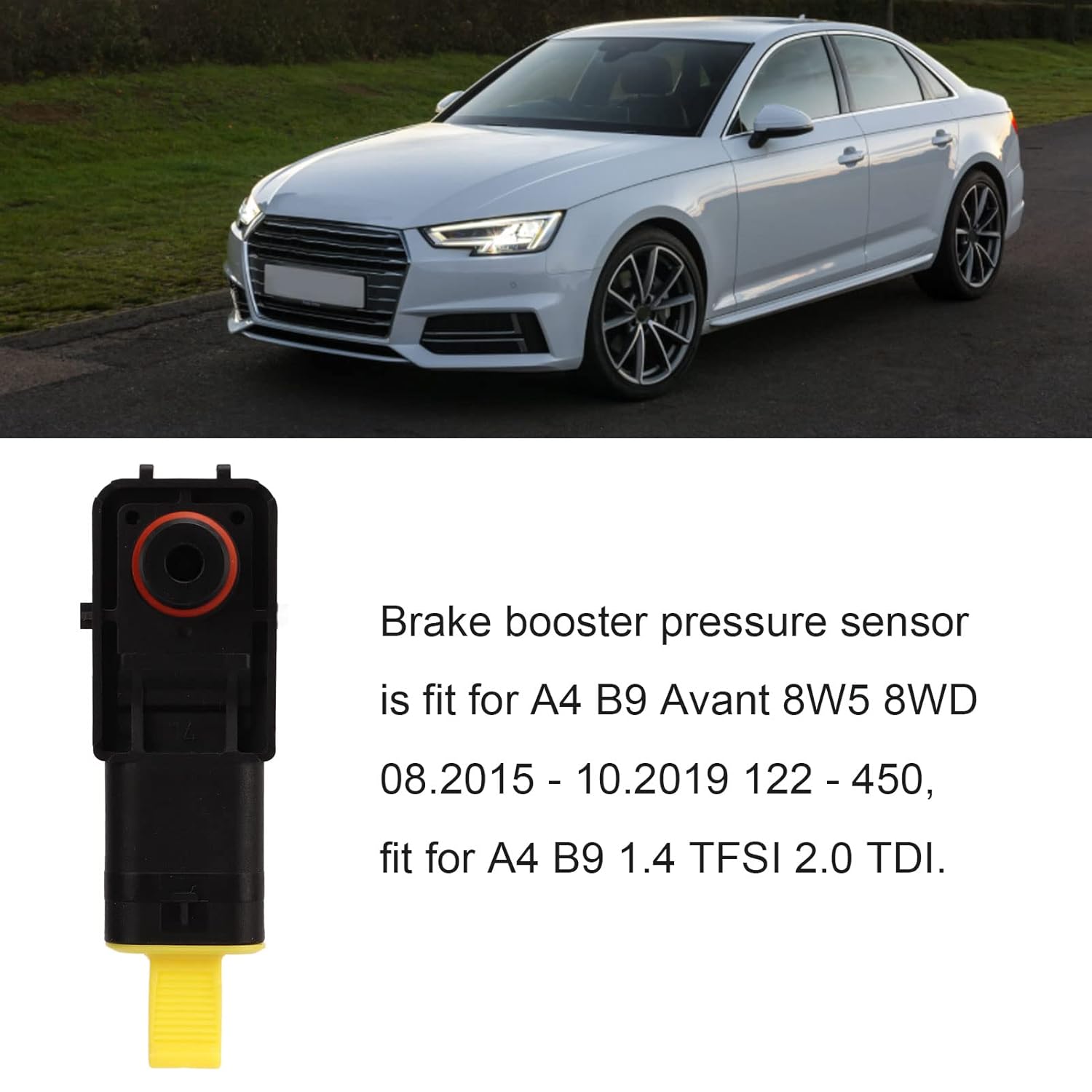 Brake Booster Pressure Sensor 5Q0906207A Sensitive Compact Strong Power Black Compatibility with B9 Avant 8W5